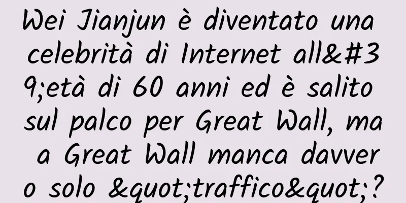 Wei Jianjun è diventato una celebrità di Internet all'età di 60 anni ed è salito sul palco per Great Wall, ma a Great Wall manca davvero solo "traffico"?