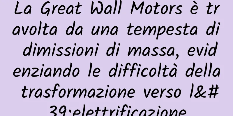La Great Wall Motors è travolta da una tempesta di dimissioni di massa, evidenziando le difficoltà della trasformazione verso l'elettrificazione