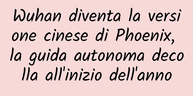 Wuhan diventa la versione cinese di Phoenix, la guida autonoma decolla all'inizio dell'anno