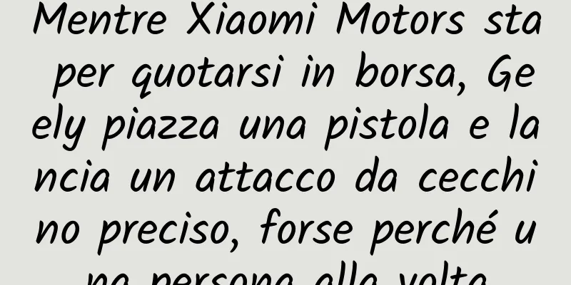 Mentre Xiaomi Motors sta per quotarsi in borsa, Geely piazza una pistola e lancia un attacco da cecchino preciso, forse perché una persona alla volta