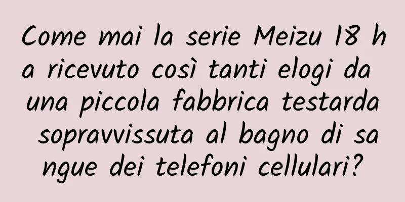 Come mai la serie Meizu 18 ha ricevuto così tanti elogi da una piccola fabbrica testarda sopravvissuta al bagno di sangue dei telefoni cellulari?