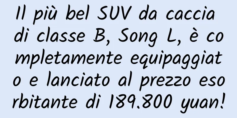 Il più bel SUV da caccia di classe B, Song L, è completamente equipaggiato e lanciato al prezzo esorbitante di 189.800 yuan!