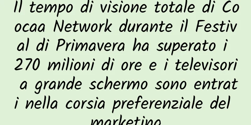 Il tempo di visione totale di Coocaa Network durante il Festival di Primavera ha superato i 270 milioni di ore e i televisori a grande schermo sono entrati nella corsia preferenziale del marketing