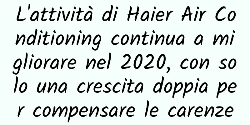 L'attività di Haier Air Conditioning continua a migliorare nel 2020, con solo una crescita doppia per compensare le carenze