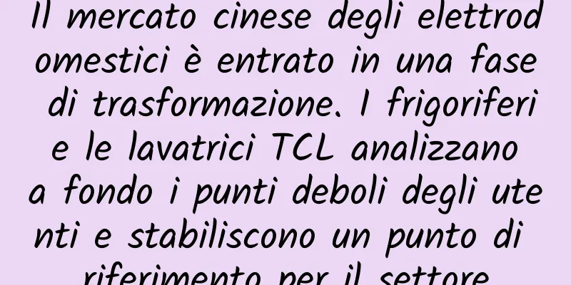 Il mercato cinese degli elettrodomestici è entrato in una fase di trasformazione. I frigoriferi e le lavatrici TCL analizzano a fondo i punti deboli degli utenti e stabiliscono un punto di riferimento per il settore