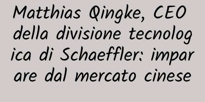 Matthias Qingke, CEO della divisione tecnologica di Schaeffler: imparare dal mercato cinese