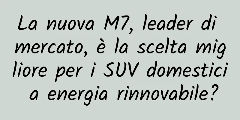 La nuova M7, leader di mercato, è la scelta migliore per i SUV domestici a energia rinnovabile?