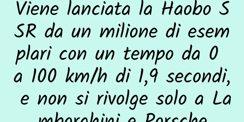 Viene lanciata la Haobo SSR da un milione di esemplari con un tempo da 0 a 100 km/h di 1,9 secondi, e non si rivolge solo a Lamborghini e Porsche