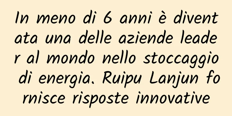In meno di 6 anni è diventata una delle aziende leader al mondo nello stoccaggio di energia. Ruipu Lanjun fornisce risposte innovative