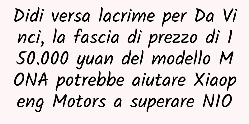 Didi versa lacrime per Da Vinci, la fascia di prezzo di 150.000 yuan del modello MONA potrebbe aiutare Xiaopeng Motors a superare NIO