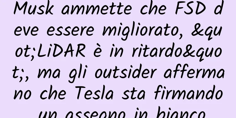 Musk ammette che FSD deve essere migliorato, "LiDAR è in ritardo", ma gli outsider affermano che Tesla sta firmando un assegno in bianco