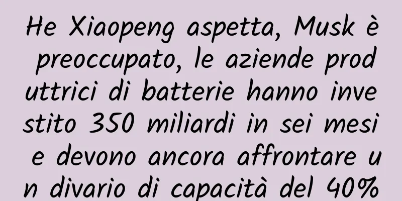He Xiaopeng aspetta, Musk è preoccupato, le aziende produttrici di batterie hanno investito 350 miliardi in sei mesi e devono ancora affrontare un divario di capacità del 40%