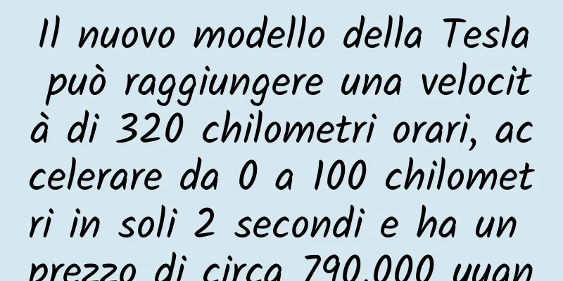 Il nuovo modello della Tesla può raggiungere una velocità di 320 chilometri orari, accelerare da 0 a 100 chilometri in soli 2 secondi e ha un prezzo di circa 790.000 yuan
