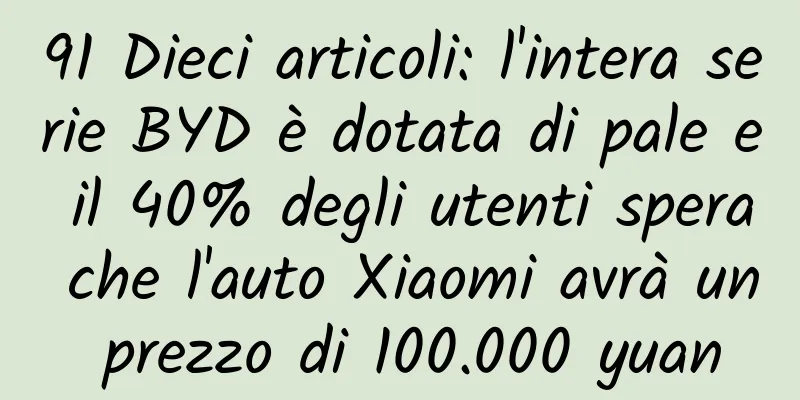 91 Dieci articoli: l'intera serie BYD è dotata di pale e il 40% degli utenti spera che l'auto Xiaomi avrà un prezzo di 100.000 yuan