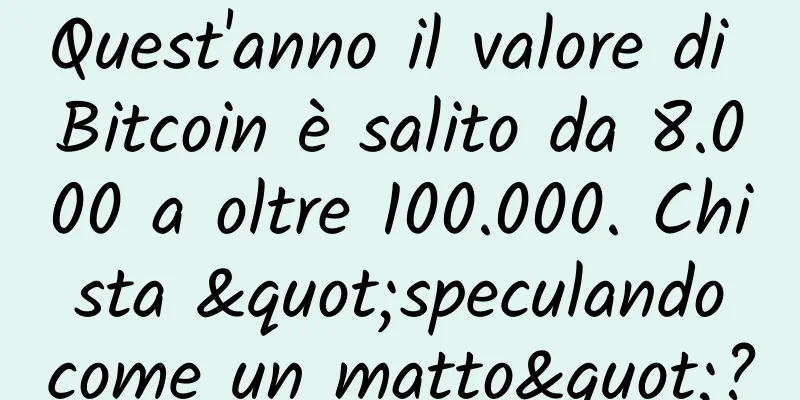 Quest'anno il valore di Bitcoin è salito da 8.000 a oltre 100.000. Chi sta "speculando come un matto"?