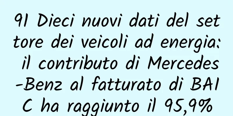91 Dieci nuovi dati del settore dei veicoli ad energia: il contributo di Mercedes-Benz al fatturato di BAIC ha raggiunto il 95,9%