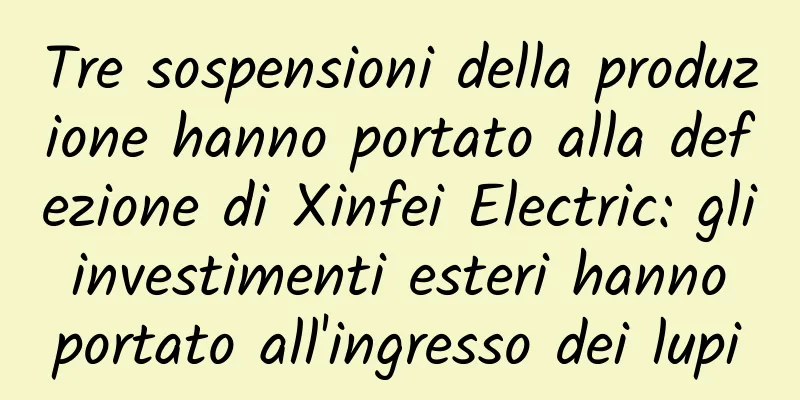 Tre sospensioni della produzione hanno portato alla defezione di Xinfei Electric: gli investimenti esteri hanno portato all'ingresso dei lupi