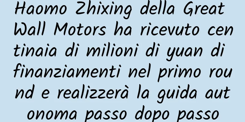 Haomo Zhixing della Great Wall Motors ha ricevuto centinaia di milioni di yuan di finanziamenti nel primo round e realizzerà la guida autonoma passo dopo passo