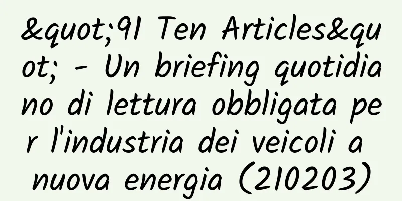 "91 Ten Articles" - Un briefing quotidiano di lettura obbligata per l'industria dei veicoli a nuova energia (210203)