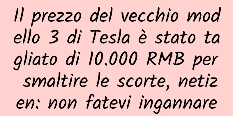 Il prezzo del vecchio modello 3 di Tesla è stato tagliato di 10.000 RMB per smaltire le scorte, netizen: non fatevi ingannare