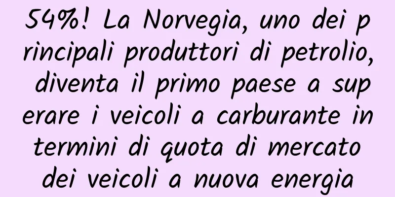 54%! La Norvegia, uno dei principali produttori di petrolio, diventa il primo paese a superare i veicoli a carburante in termini di quota di mercato dei veicoli a nuova energia