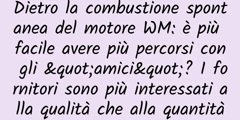 Dietro la combustione spontanea del motore WM: è più facile avere più percorsi con gli "amici"? I fornitori sono più interessati alla qualità che alla quantità