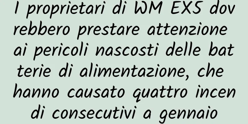 I proprietari di WM EX5 dovrebbero prestare attenzione ai pericoli nascosti delle batterie di alimentazione, che hanno causato quattro incendi consecutivi a gennaio
