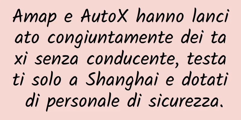 Amap e AutoX hanno lanciato congiuntamente dei taxi senza conducente, testati solo a Shanghai e dotati di personale di sicurezza.
