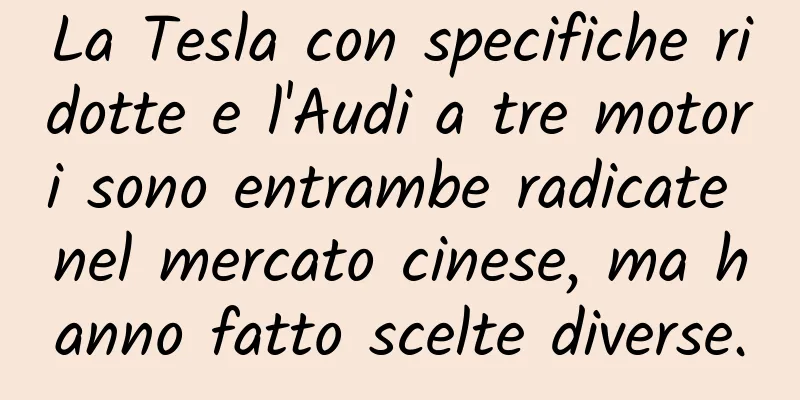 La Tesla con specifiche ridotte e l'Audi a tre motori sono entrambe radicate nel mercato cinese, ma hanno fatto scelte diverse.