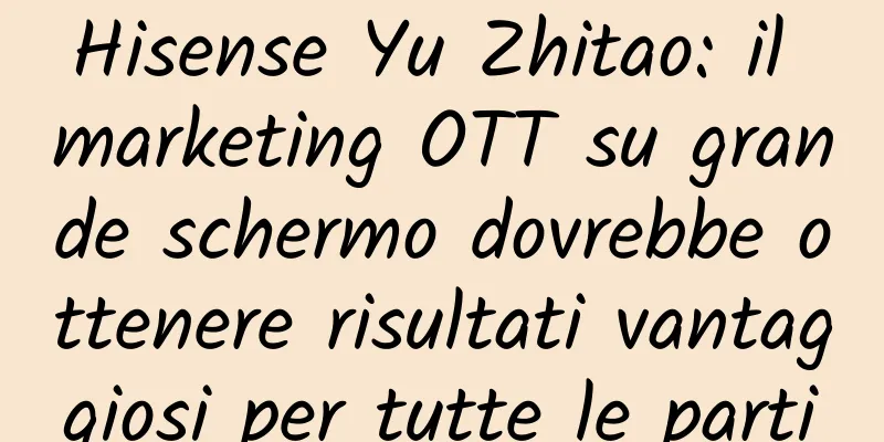 Hisense Yu Zhitao: il marketing OTT su grande schermo dovrebbe ottenere risultati vantaggiosi per tutte le parti