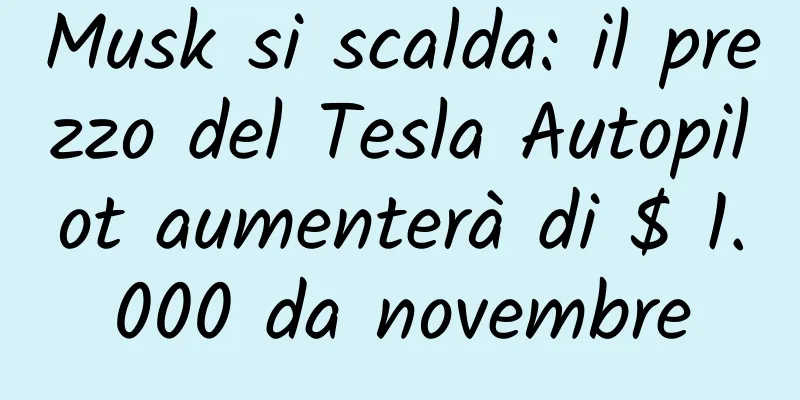 Musk si scalda: il prezzo del Tesla Autopilot aumenterà di $ 1.000 da novembre