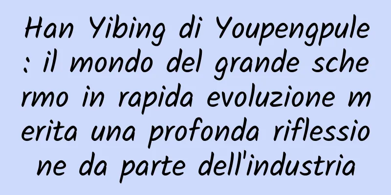Han Yibing di Youpengpule: il mondo del grande schermo in rapida evoluzione merita una profonda riflessione da parte dell'industria