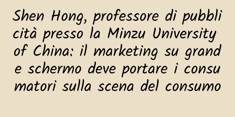 Shen Hong, professore di pubblicità presso la Minzu University of China: il marketing su grande schermo deve portare i consumatori sulla scena del consumo