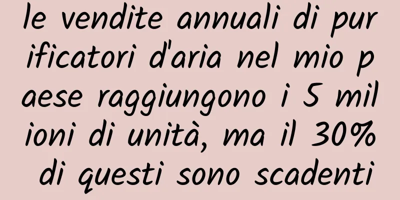 le vendite annuali di purificatori d'aria nel mio paese raggiungono i 5 milioni di unità, ma il 30% di questi sono scadenti