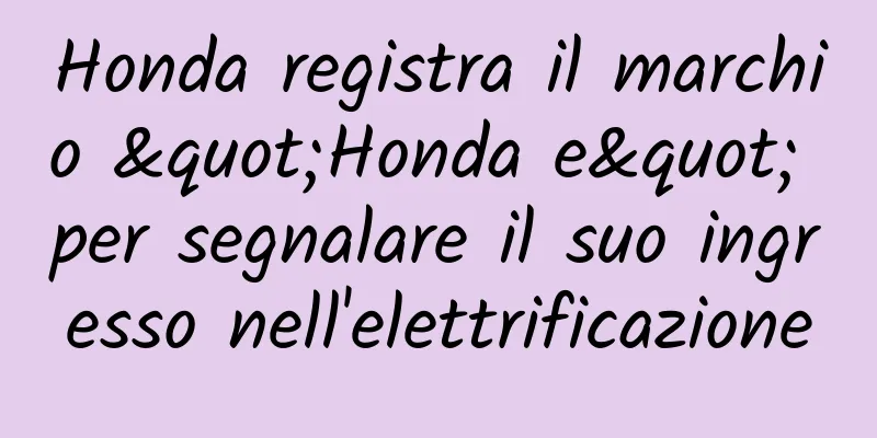 Honda registra il marchio "Honda e" per segnalare il suo ingresso nell'elettrificazione