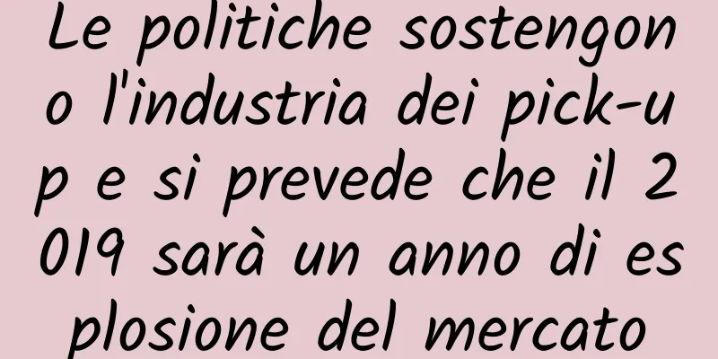 Le politiche sostengono l'industria dei pick-up e si prevede che il 2019 sarà un anno di esplosione del mercato