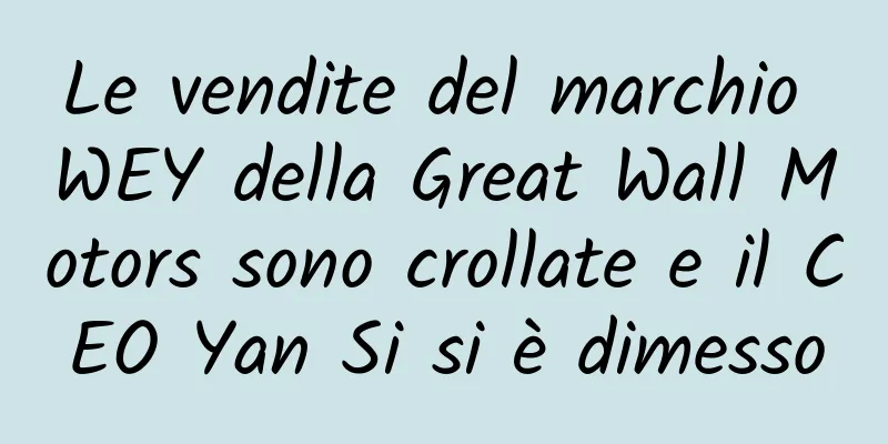 Le vendite del marchio WEY della Great Wall Motors sono crollate e il CEO Yan Si si è dimesso