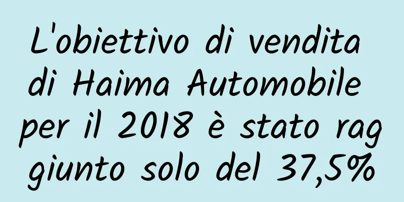 L'obiettivo di vendita di Haima Automobile per il 2018 è stato raggiunto solo del 37,5%