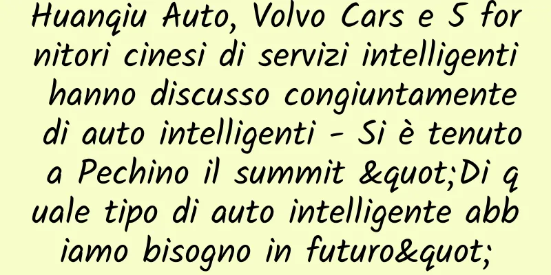 Huanqiu Auto, Volvo Cars e 5 fornitori cinesi di servizi intelligenti hanno discusso congiuntamente di auto intelligenti - Si è tenuto a Pechino il summit "Di quale tipo di auto intelligente abbiamo bisogno in futuro"
