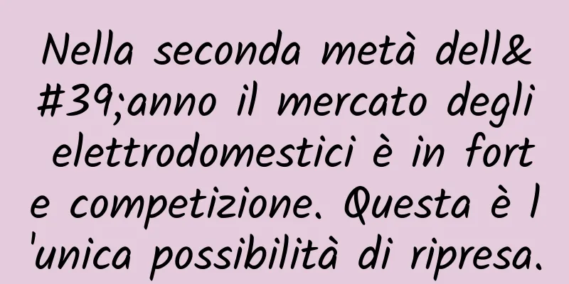 Nella seconda metà dell'anno il mercato degli elettrodomestici è in forte competizione. Questa è l'unica possibilità di ripresa.