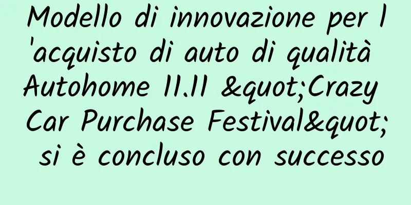 Modello di innovazione per l'acquisto di auto di qualità Autohome 11.11 "Crazy Car Purchase Festival" si è concluso con successo