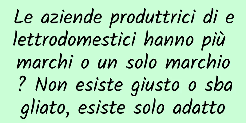 Le aziende produttrici di elettrodomestici hanno più marchi o un solo marchio? Non esiste giusto o sbagliato, esiste solo adatto