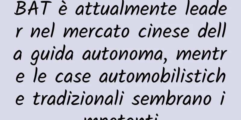 BAT è attualmente leader nel mercato cinese della guida autonoma, mentre le case automobilistiche tradizionali sembrano impotenti