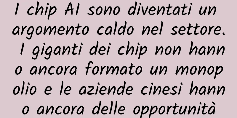 I chip AI sono diventati un argomento caldo nel settore. I giganti dei chip non hanno ancora formato un monopolio e le aziende cinesi hanno ancora delle opportunità