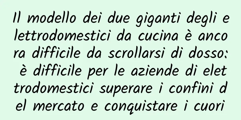Il modello dei due giganti degli elettrodomestici da cucina è ancora difficile da scrollarsi di dosso: è difficile per le aziende di elettrodomestici superare i confini del mercato e conquistare i cuori