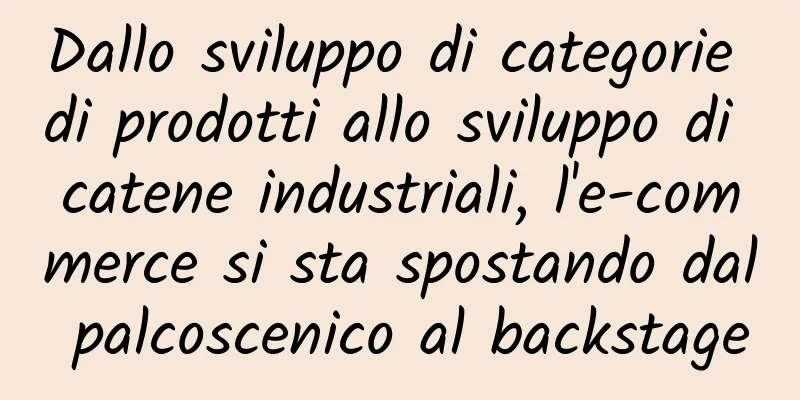 Dallo sviluppo di categorie di prodotti allo sviluppo di catene industriali, l'e-commerce si sta spostando dal palcoscenico al backstage