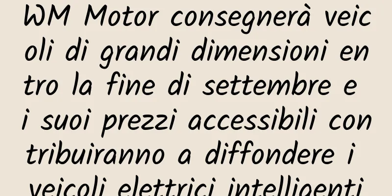 WM Motor consegnerà veicoli di grandi dimensioni entro la fine di settembre e i suoi prezzi accessibili contribuiranno a diffondere i veicoli elettrici intelligenti