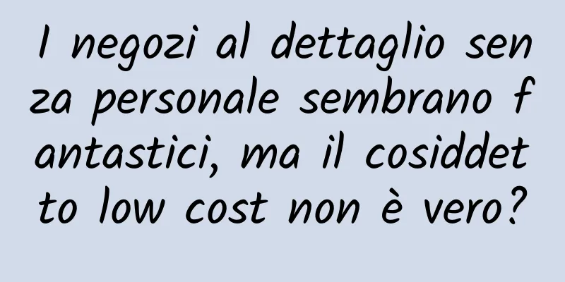 I negozi al dettaglio senza personale sembrano fantastici, ma il cosiddetto low cost non è vero?