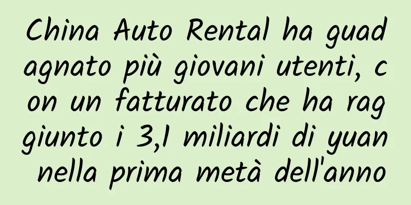 China Auto Rental ha guadagnato più giovani utenti, con un fatturato che ha raggiunto i 3,1 miliardi di yuan nella prima metà dell'anno
