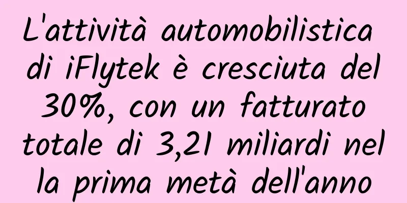 L'attività automobilistica di iFlytek è cresciuta del 30%, con un fatturato totale di 3,21 miliardi nella prima metà dell'anno